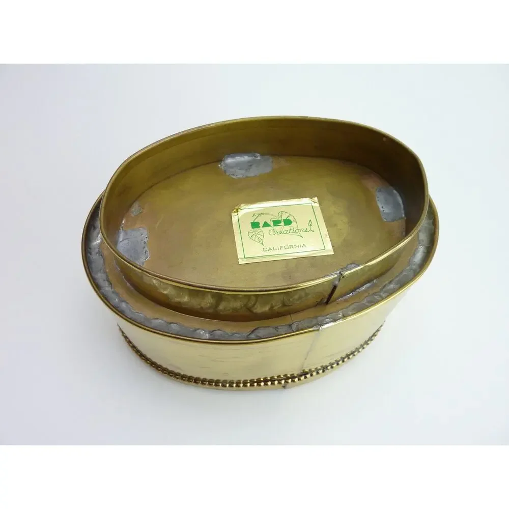 Vintage Spring Decor Retro Flower Brass Planter Regal Hollywood, Plant Pot